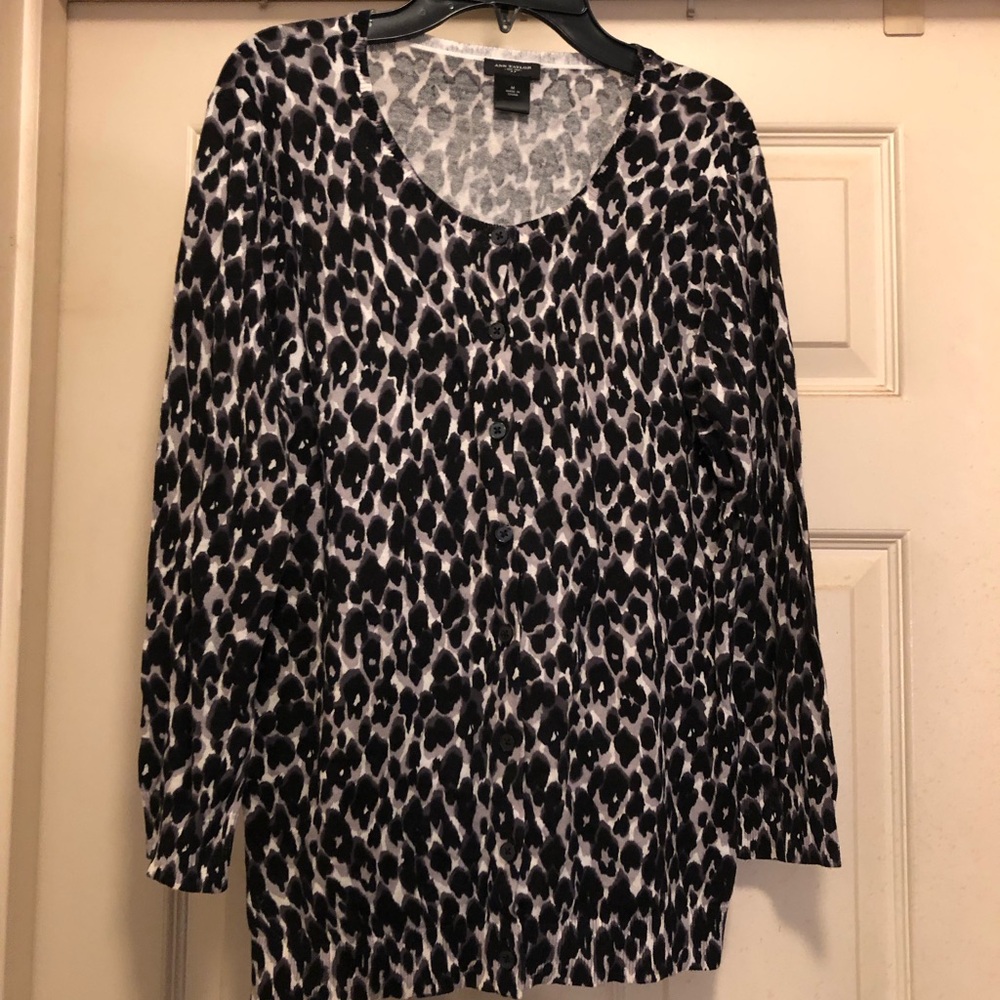 Ann Taylor Animal Print Cardigan Sweater
